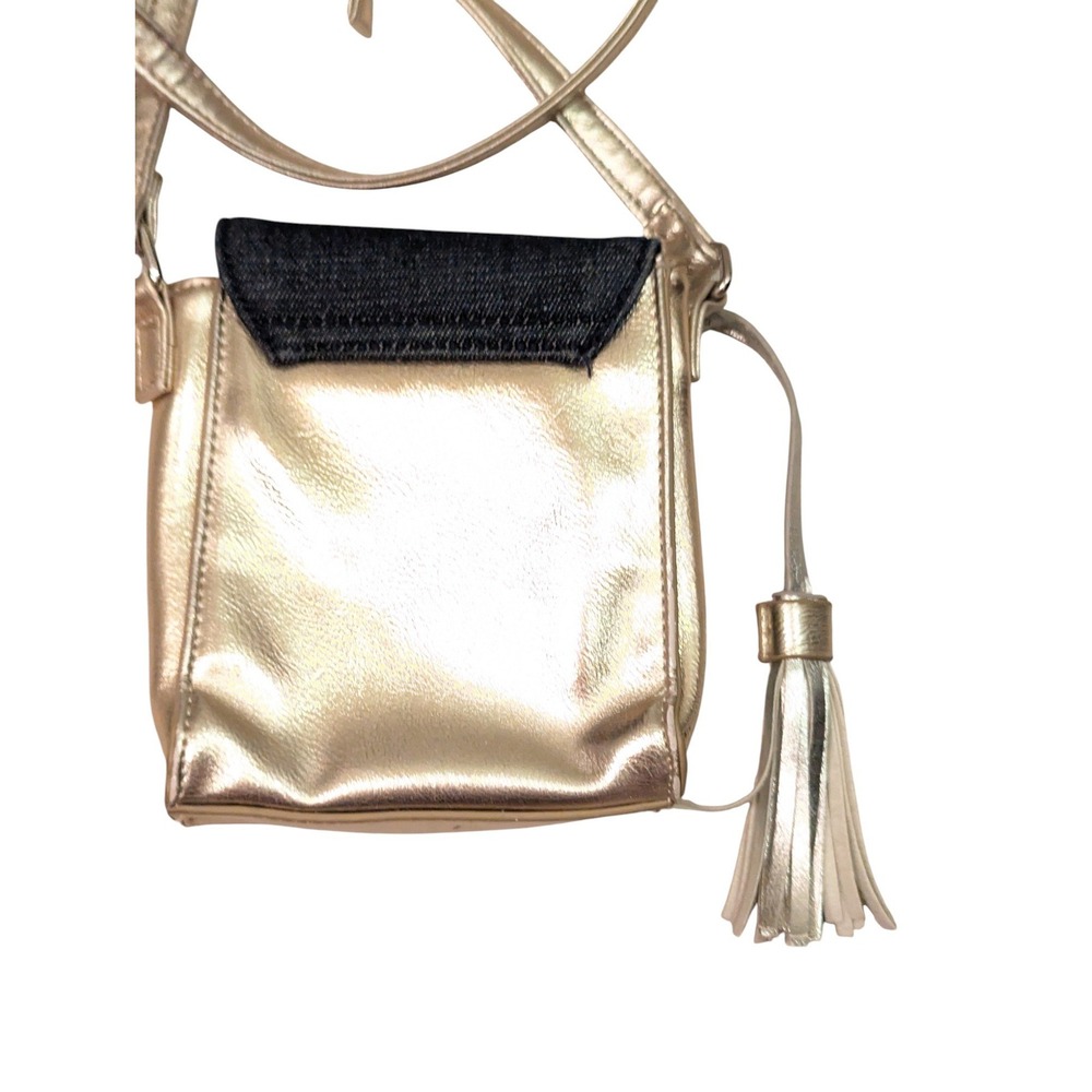 Joseph Ribkoff Crossbody Bag Gold Denim Color Block Signature Mini Purse‎ - Picture 9 of 16